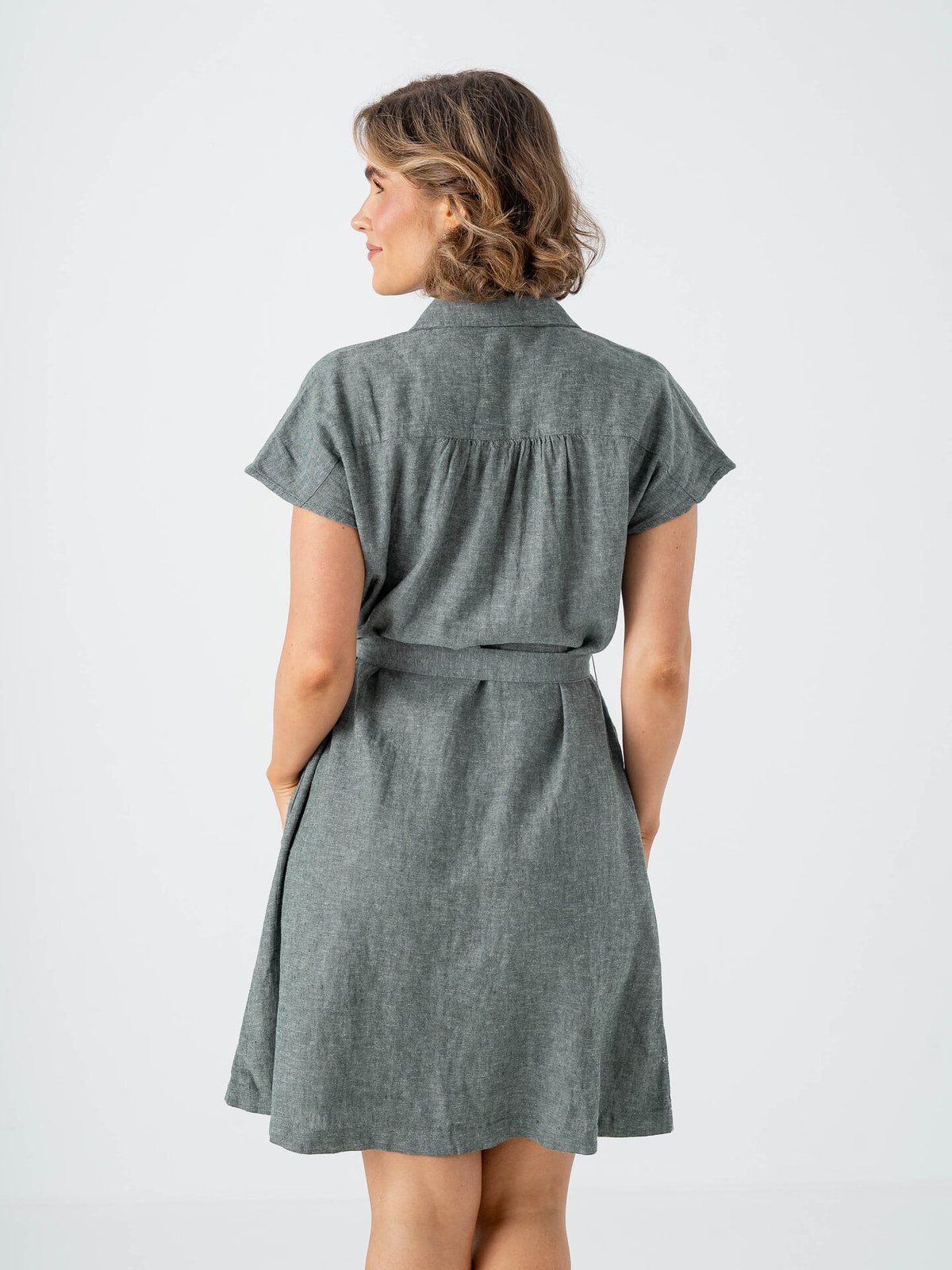 MSCH Copenhagen Viana Ginia Short Sleeve Shirt Dress Laurel W Melange
