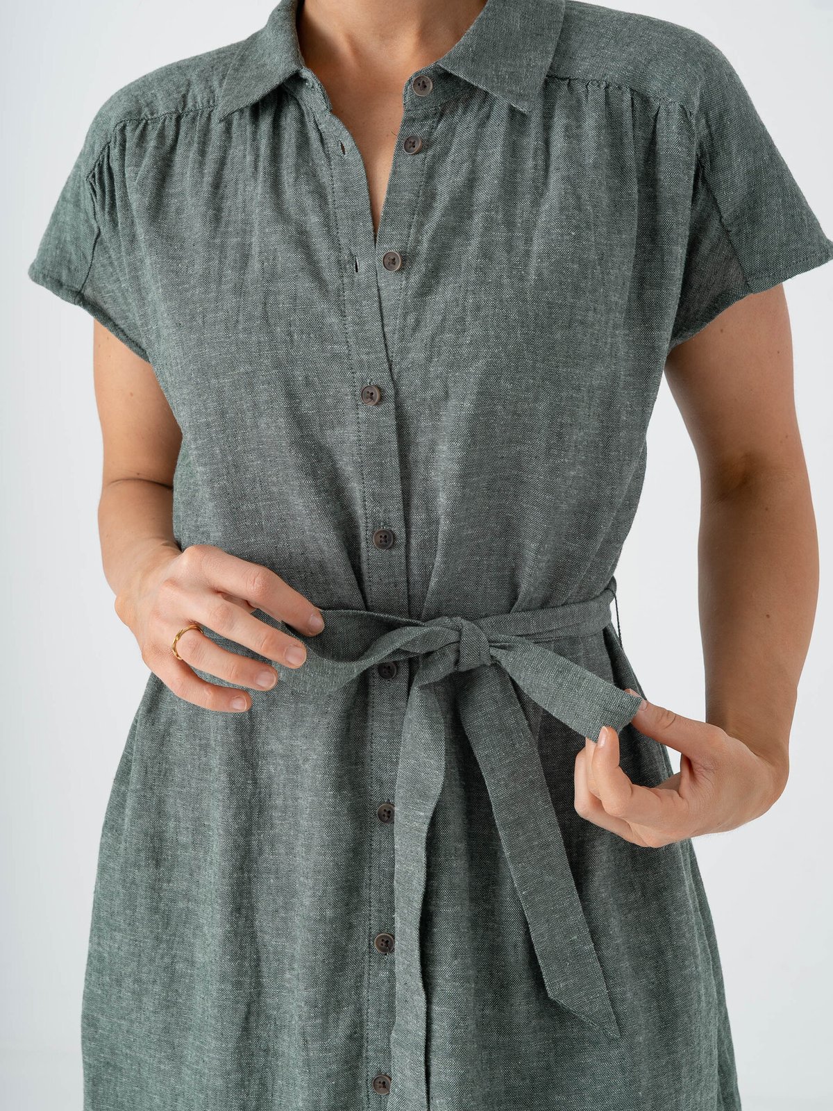 MSCH Copenhagen Viana Ginia Short Sleeve Shirt Dress Laurel W Melange