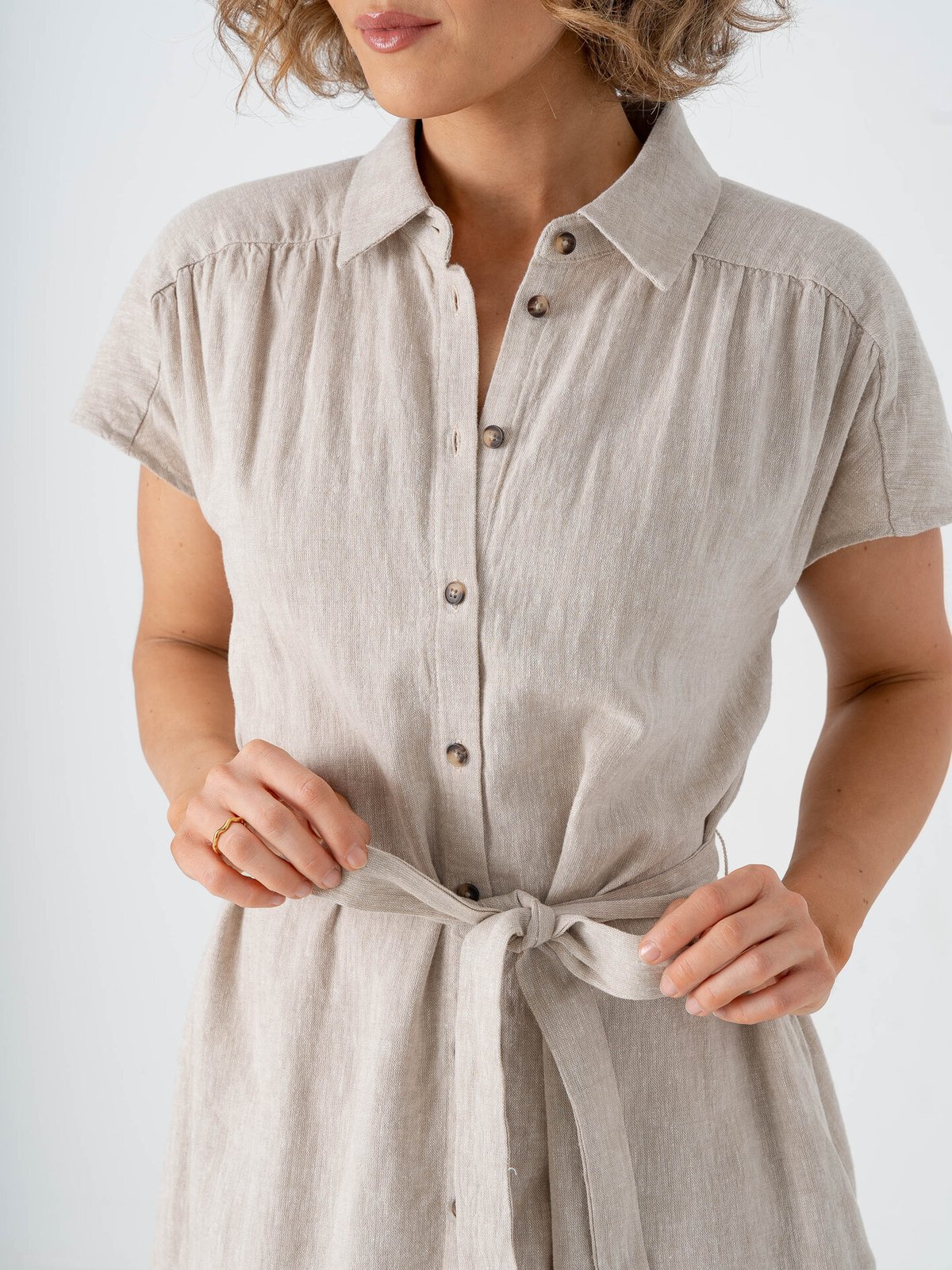 MSCH Copenhagen Viana Ginia Short Sleeve Shirt Dress Sand Melange