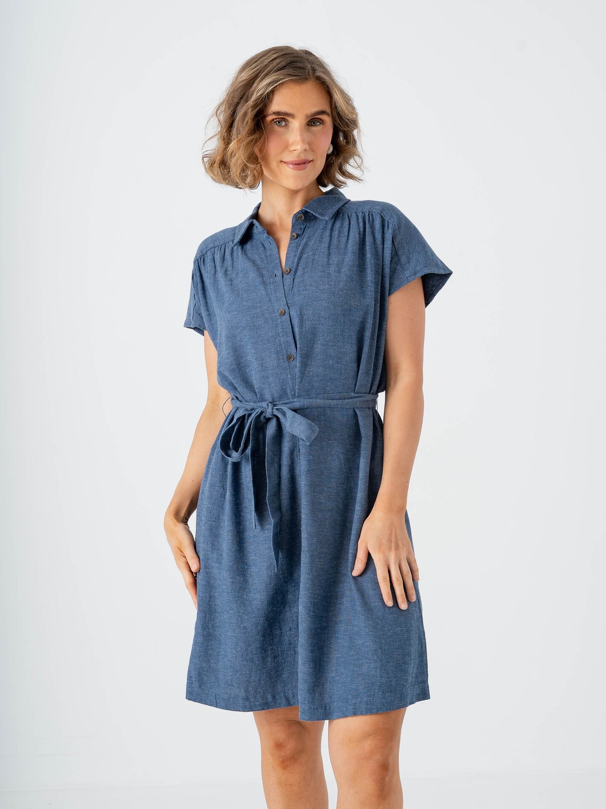 MSCH Copenhagen Viana Ginia Short Sleeve Shirt Dress V Indigo Melange