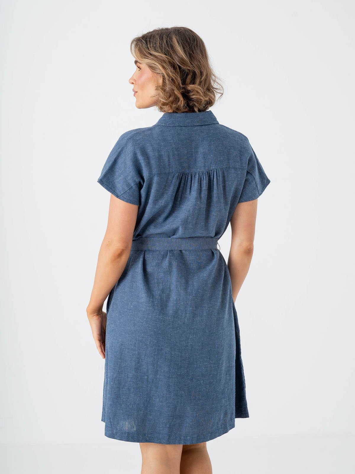 MSCH Copenhagen Viana Ginia Short Sleeve Shirt Dress V Indigo Melange