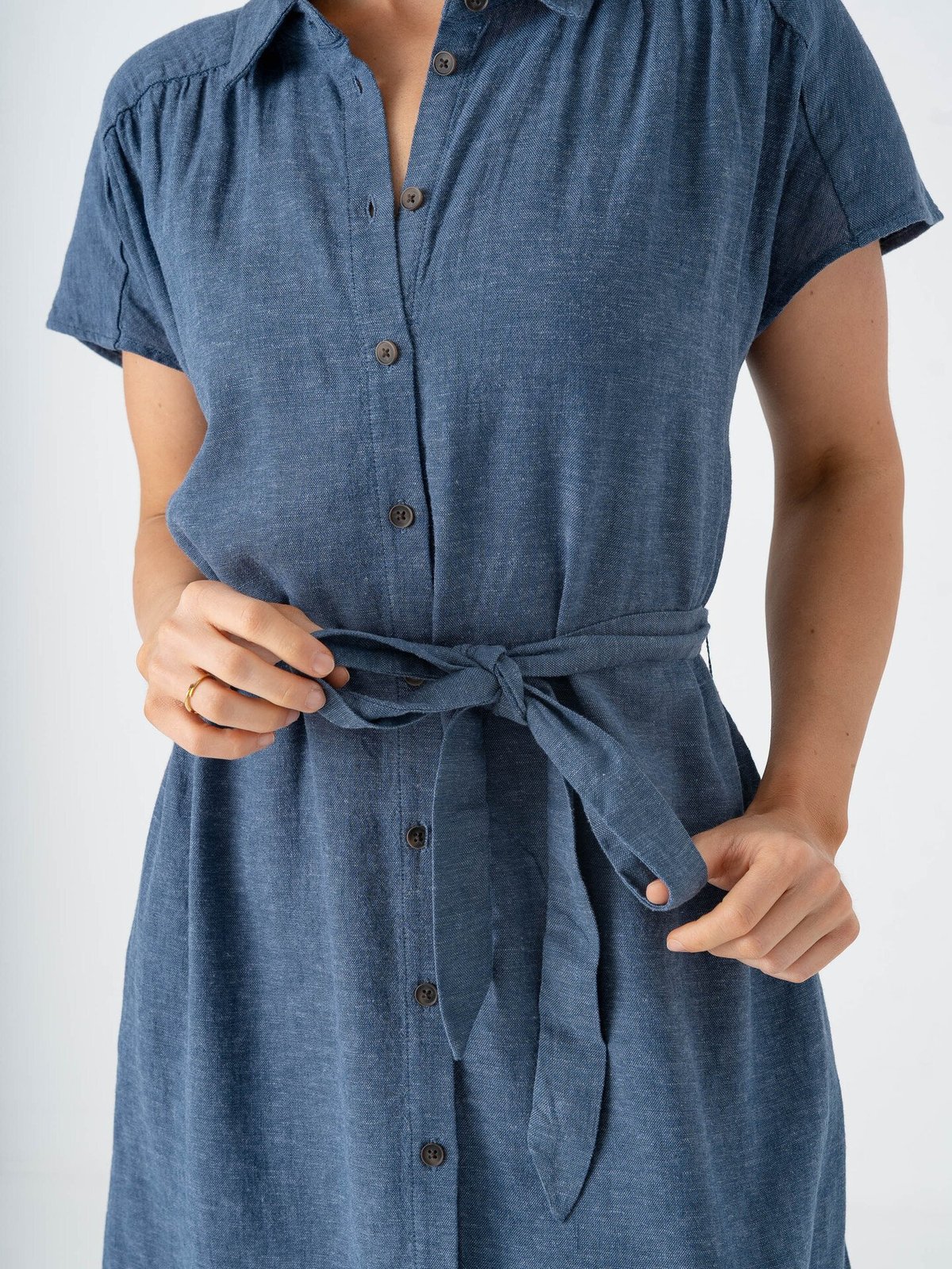 MSCH Copenhagen Viana Ginia Short Sleeve Shirt Dress V Indigo Melange