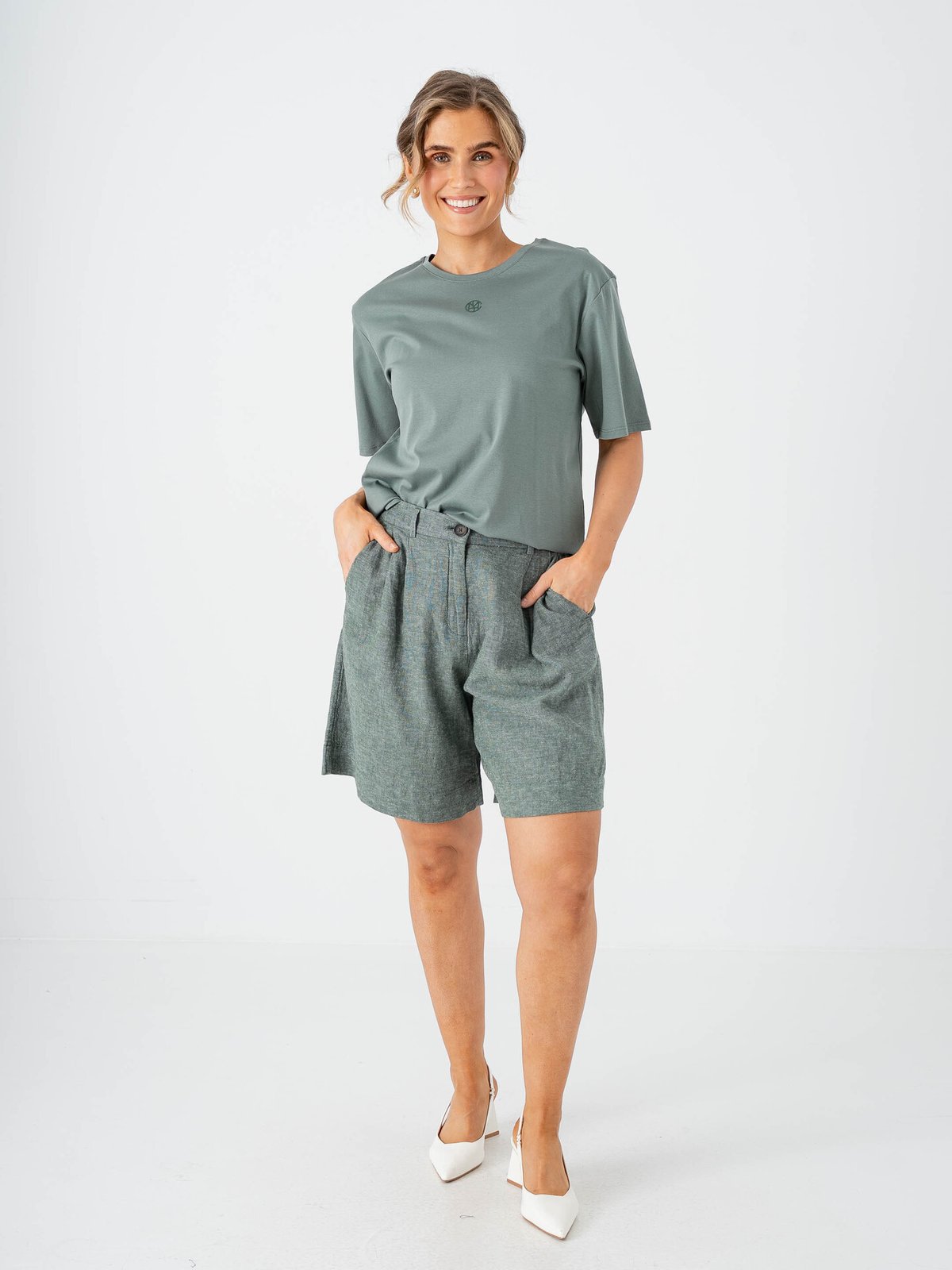 MSCH Copenhagen Viana Ginia High Waist Shorts Laurel W Melange