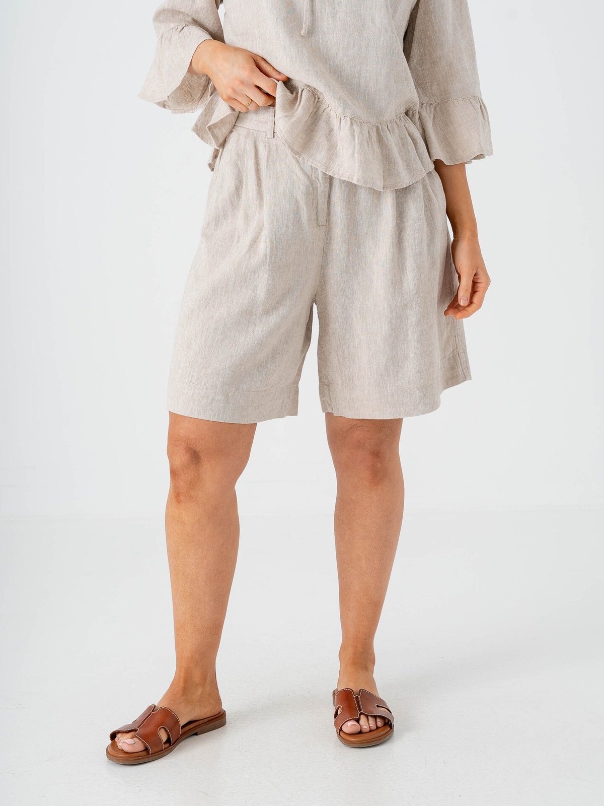 MSCH Copenhagen Viana Ginia High Waist Shorts Sand Melange