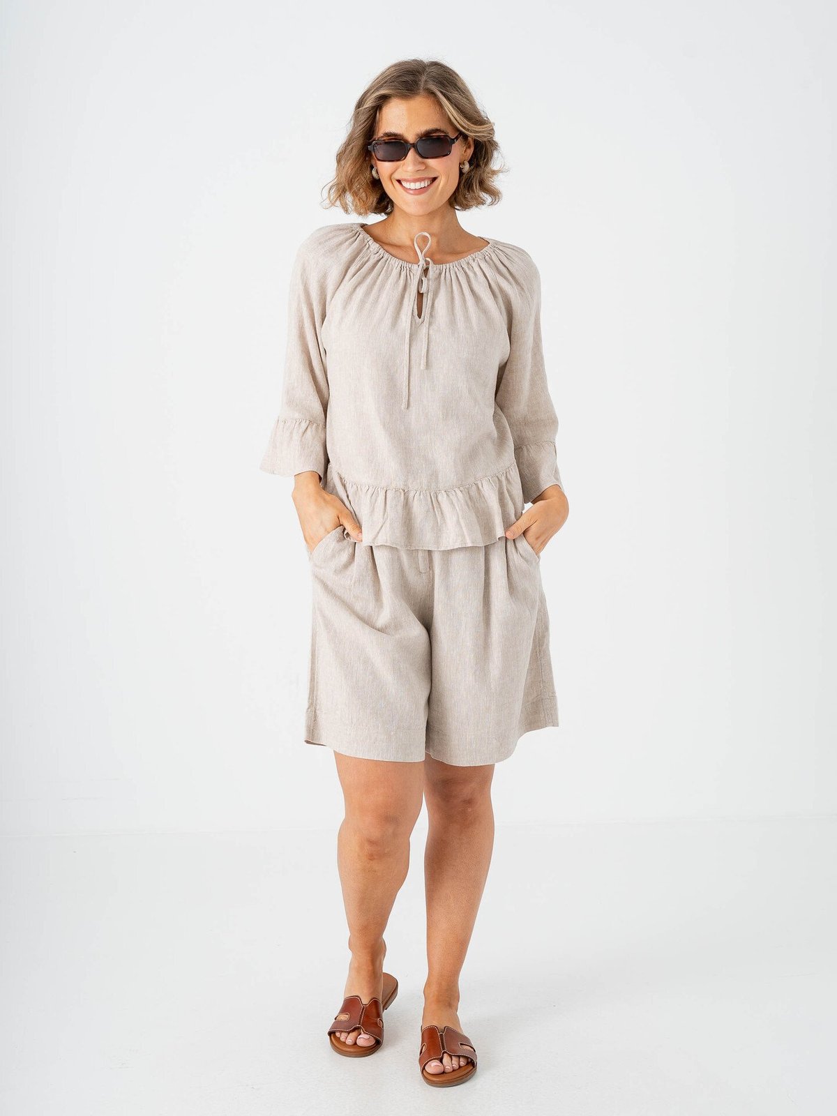 MSCH Copenhagen Viana Ginia High Waist Shorts Sand Melange