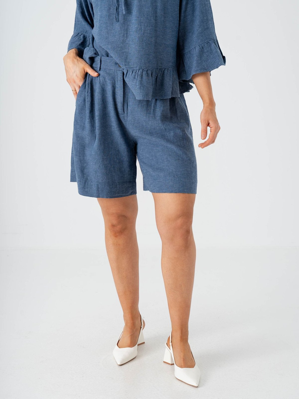 MSCH Copenhagen Viana Ginia High Waist Shorts V Indigo Melange