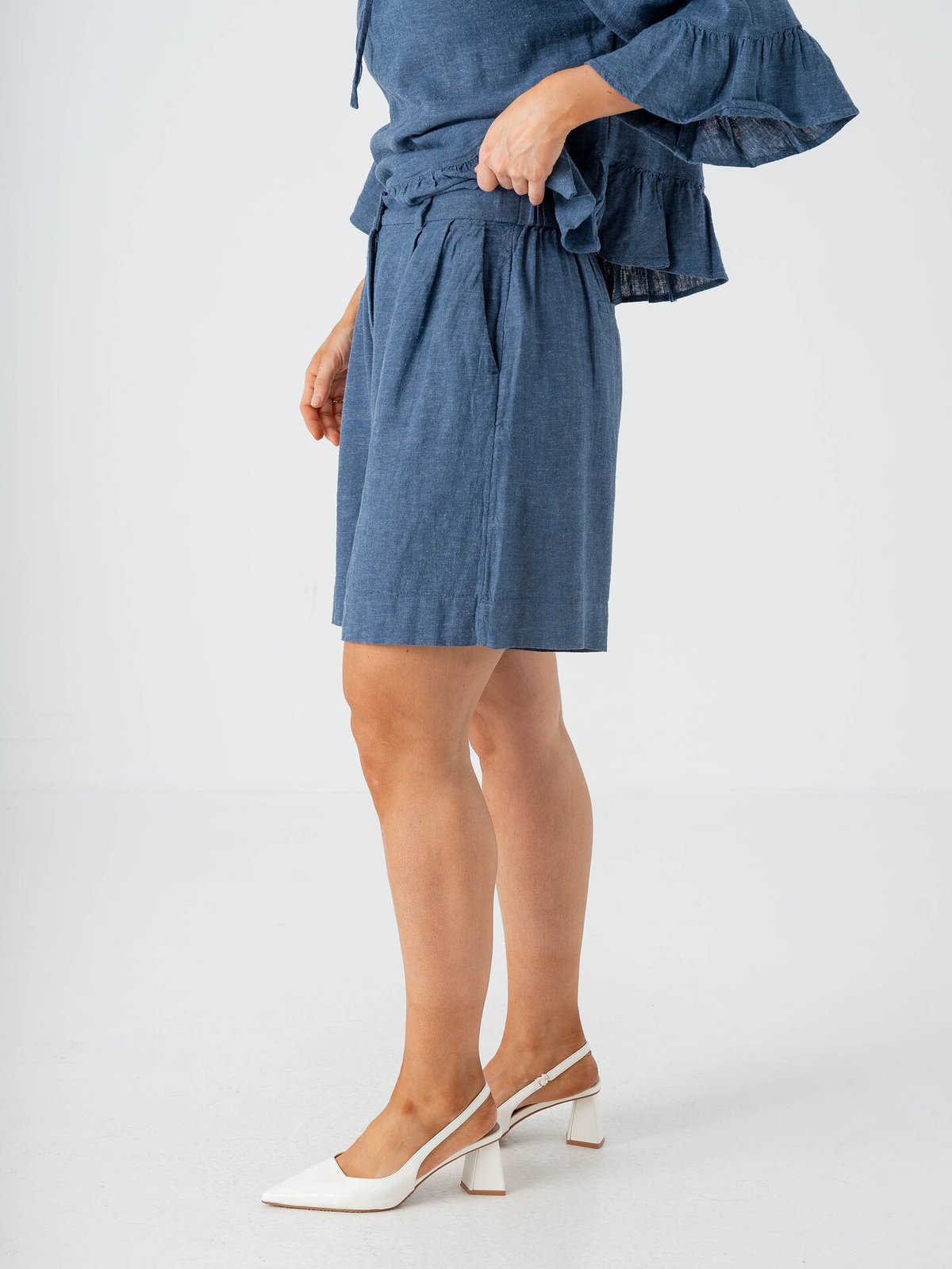 MSCH Copenhagen Viana Ginia High Waist Shorts V Indigo Melange