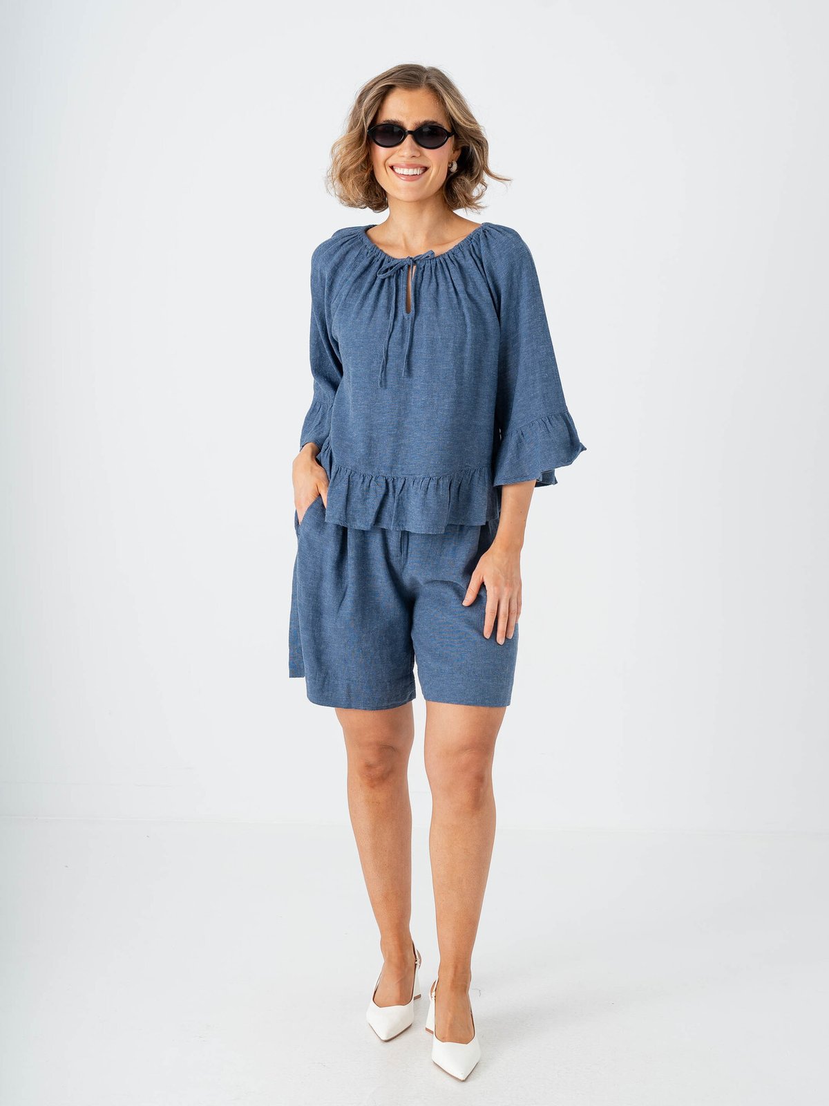 MSCH Copenhagen Viana Ginia High Waist Shorts V Indigo Melange