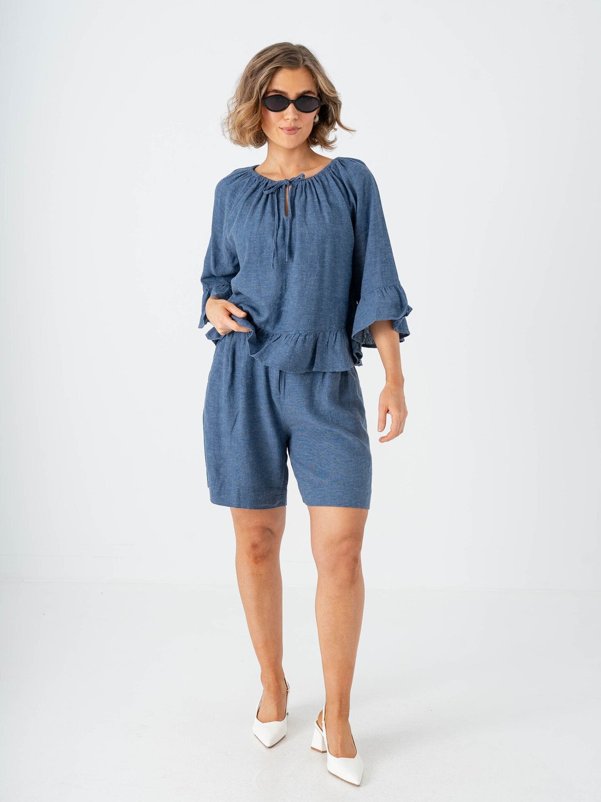 MSCH Copenhagen Viana Ginia High Waist Shorts V Indigo Melange