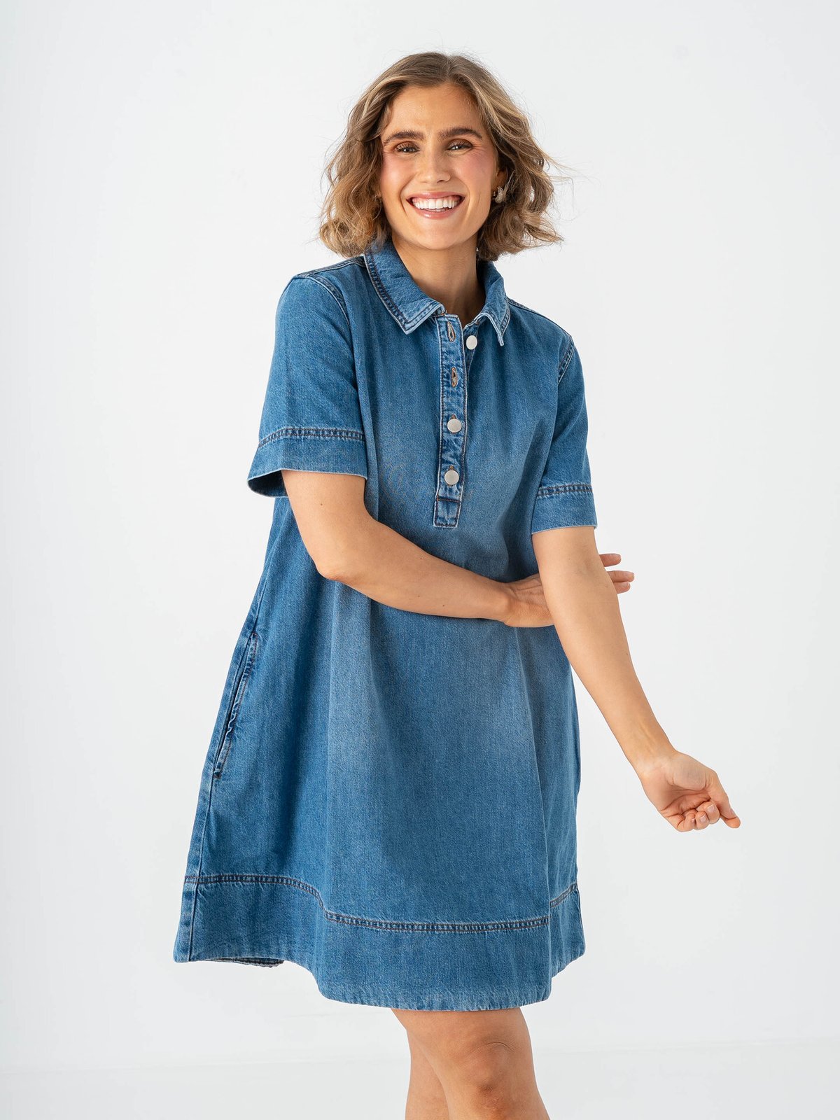 MSCH Copenhagen Turo Alena 2/4 Dress Mid Blue Wash
