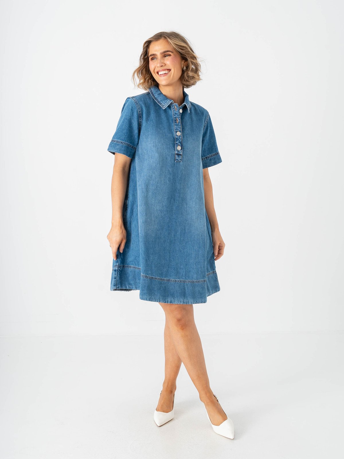 MSCH Copenhagen Turo Alena 2/4 Dress Mid Blue Wash