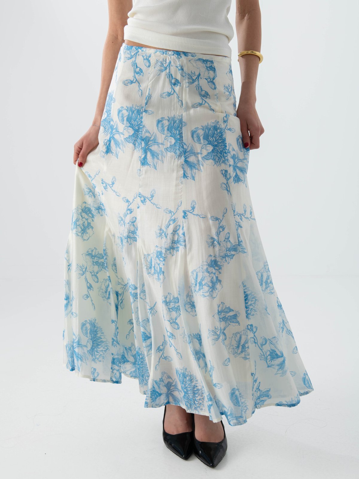 MSCH Copenhagen Evangelia High Waist Skirt M Blue Flower