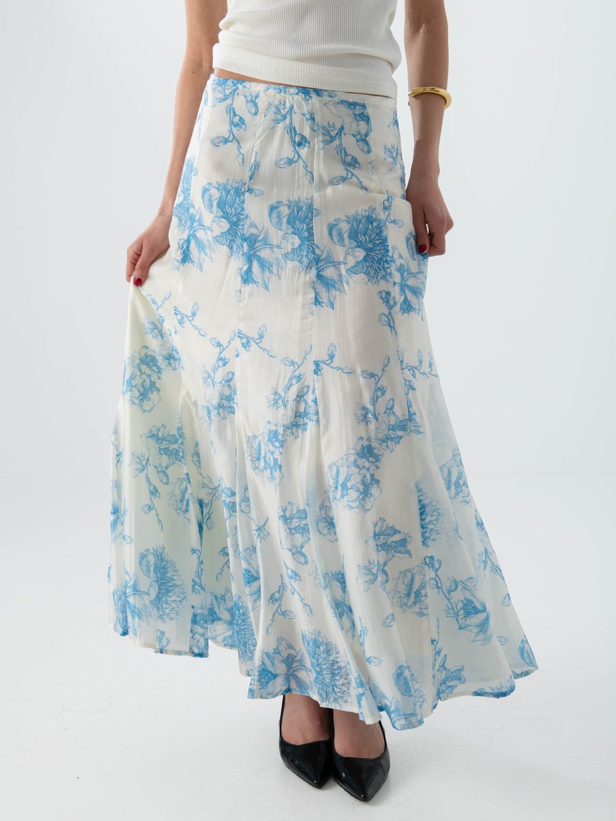 MSCH Copenhagen Evangelia High Waist Skirt M Blue Flower