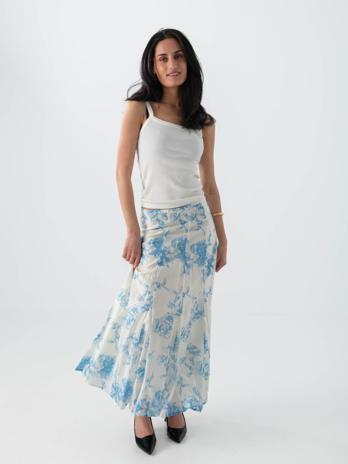 MSCH Copenhagen Evangelia High Waist Skirt M Blue Flower
