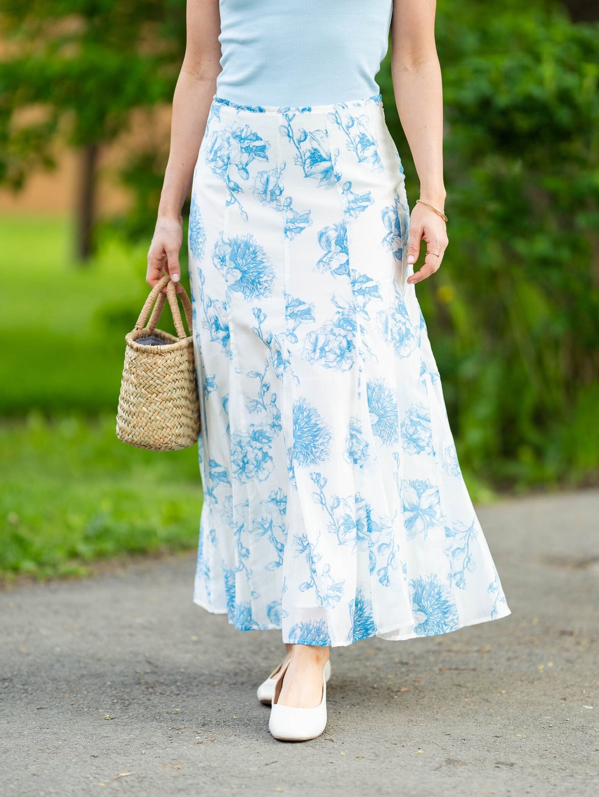MSCH Copenhagen Evangelia High Waist Skirt M Blue Flower