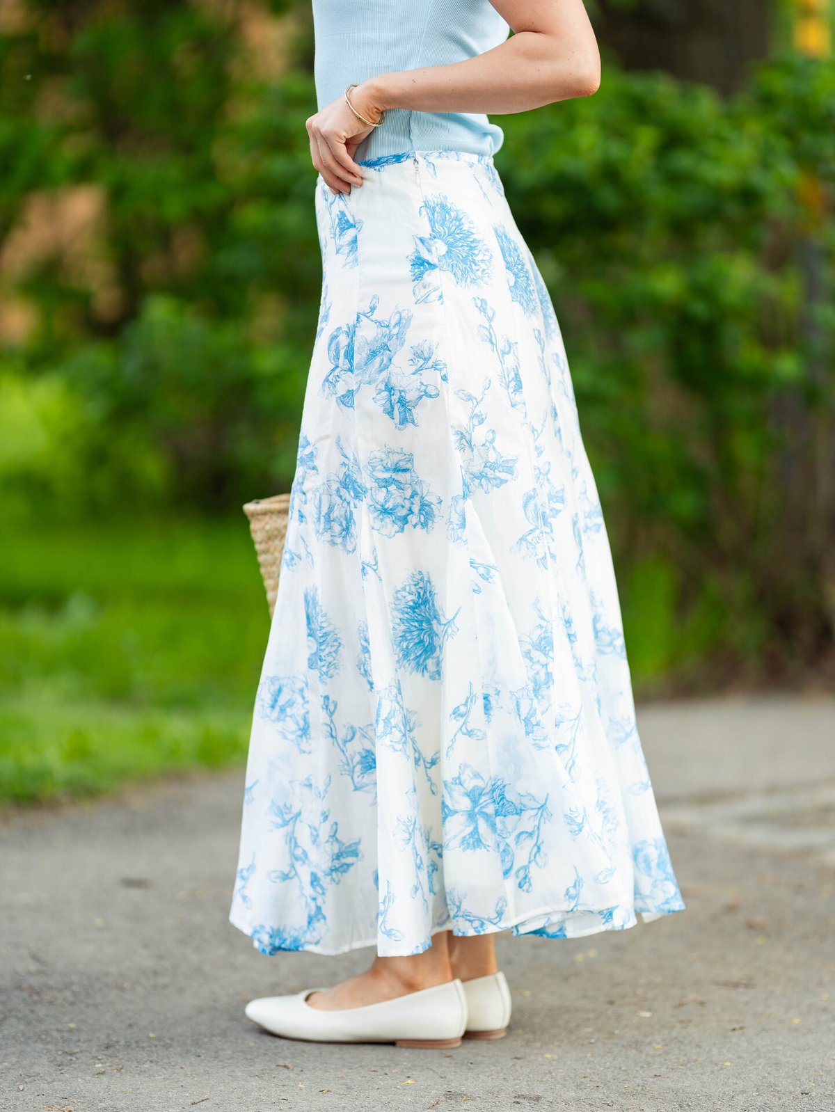 MSCH Copenhagen Evangelia High Waist Skirt M Blue Flower