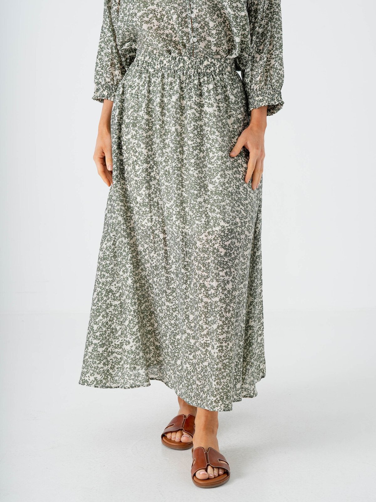 MSCH Copenhagen Seraphina High Waist Long Skirt Egret Flower