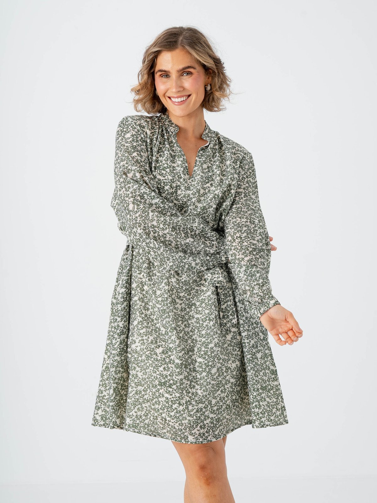 MSCH Copenhagen Seraphina V-Neck Dress Egret Flower