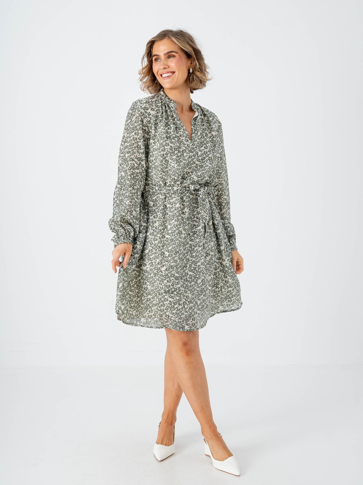 MSCH Copenhagen Seraphina V-Neck Dress Egret Flower