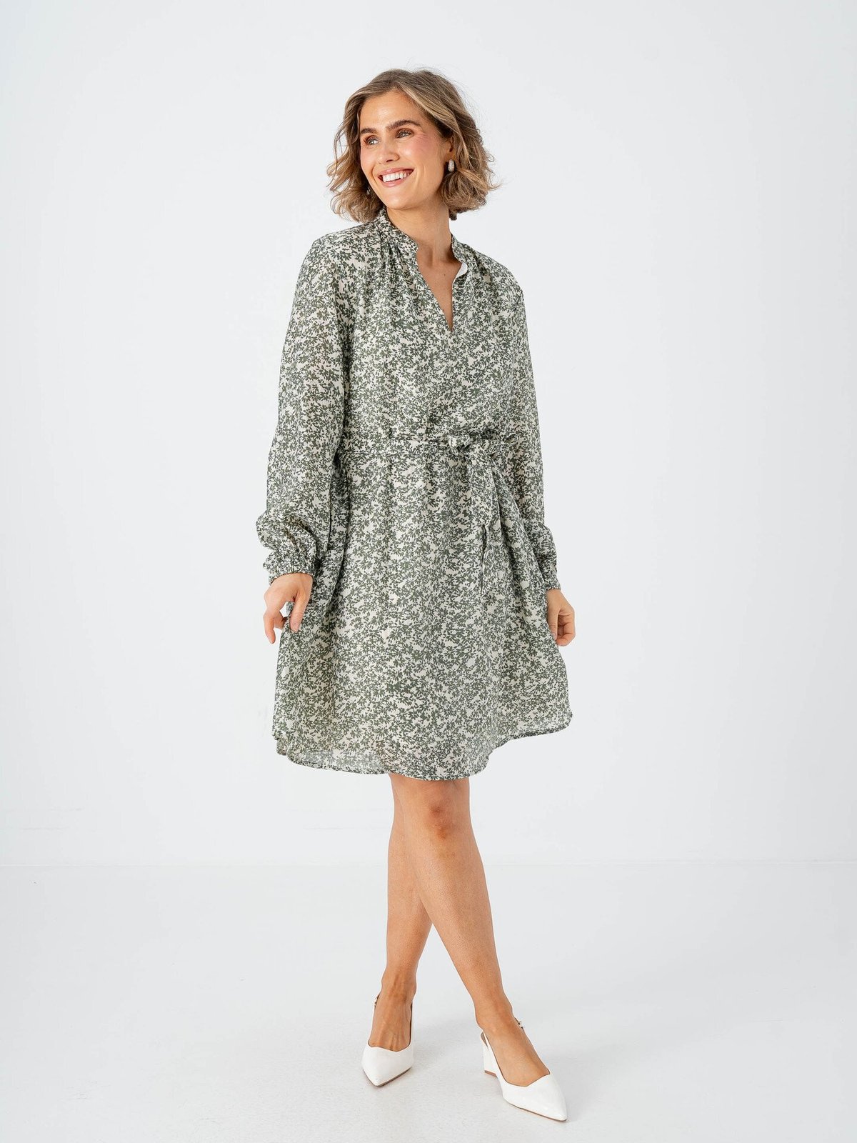 MSCH Copenhagen Seraphina V-Neck Dress Egret Flower