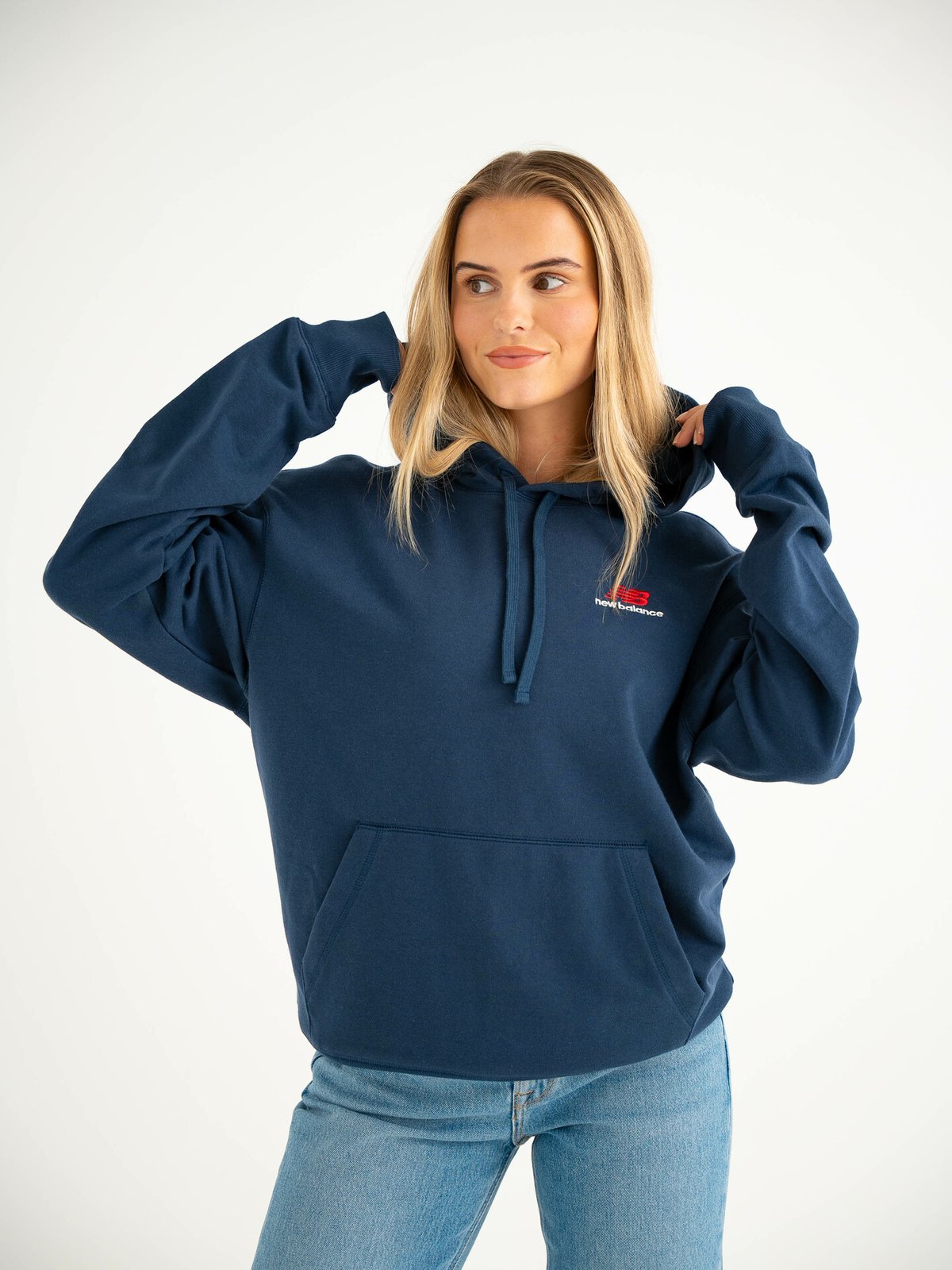 New Balance Uni-ssentials French Terry Hoodie Blå