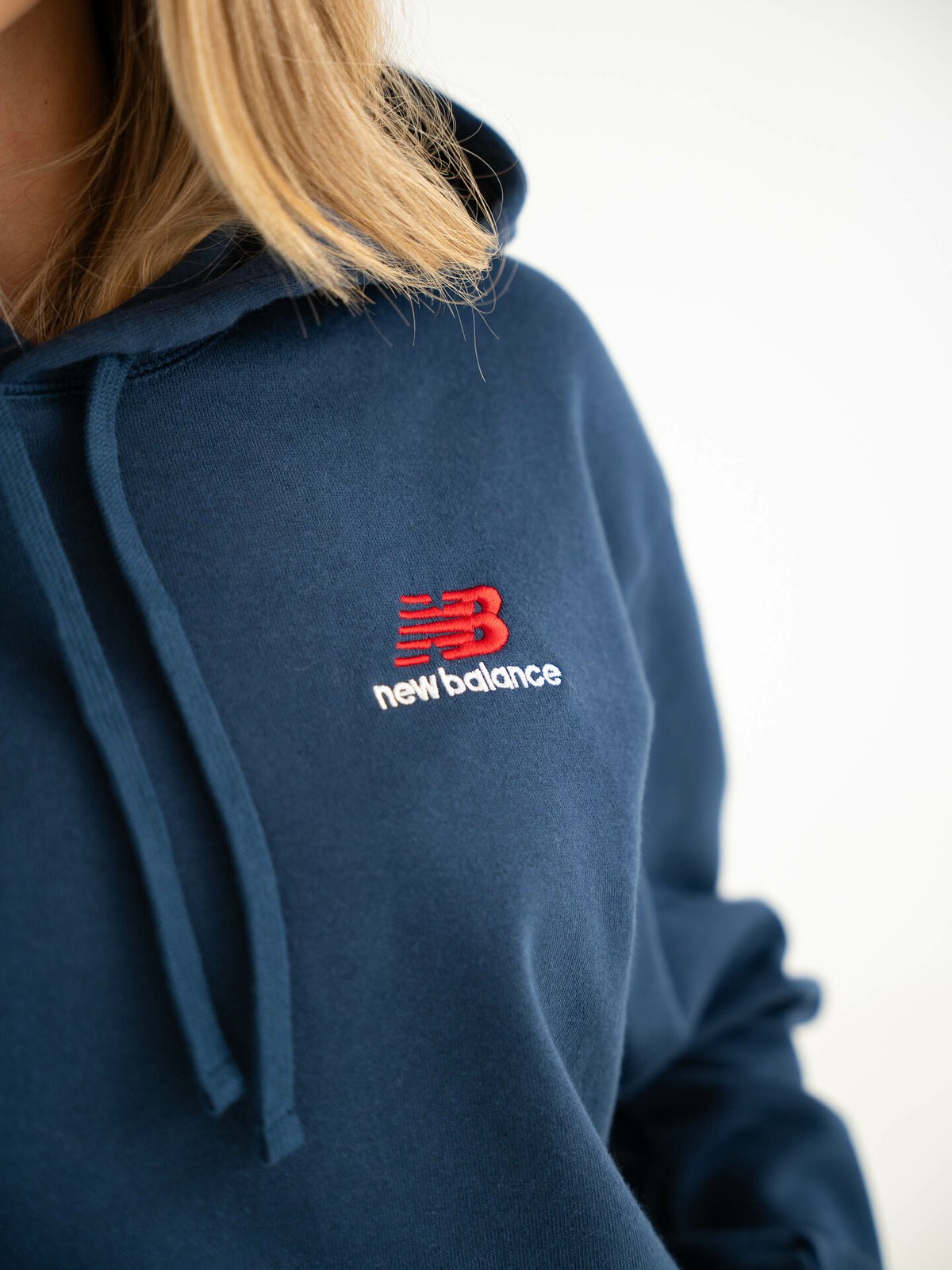 New Balance Uni-ssentials French Terry Hoodie Blå