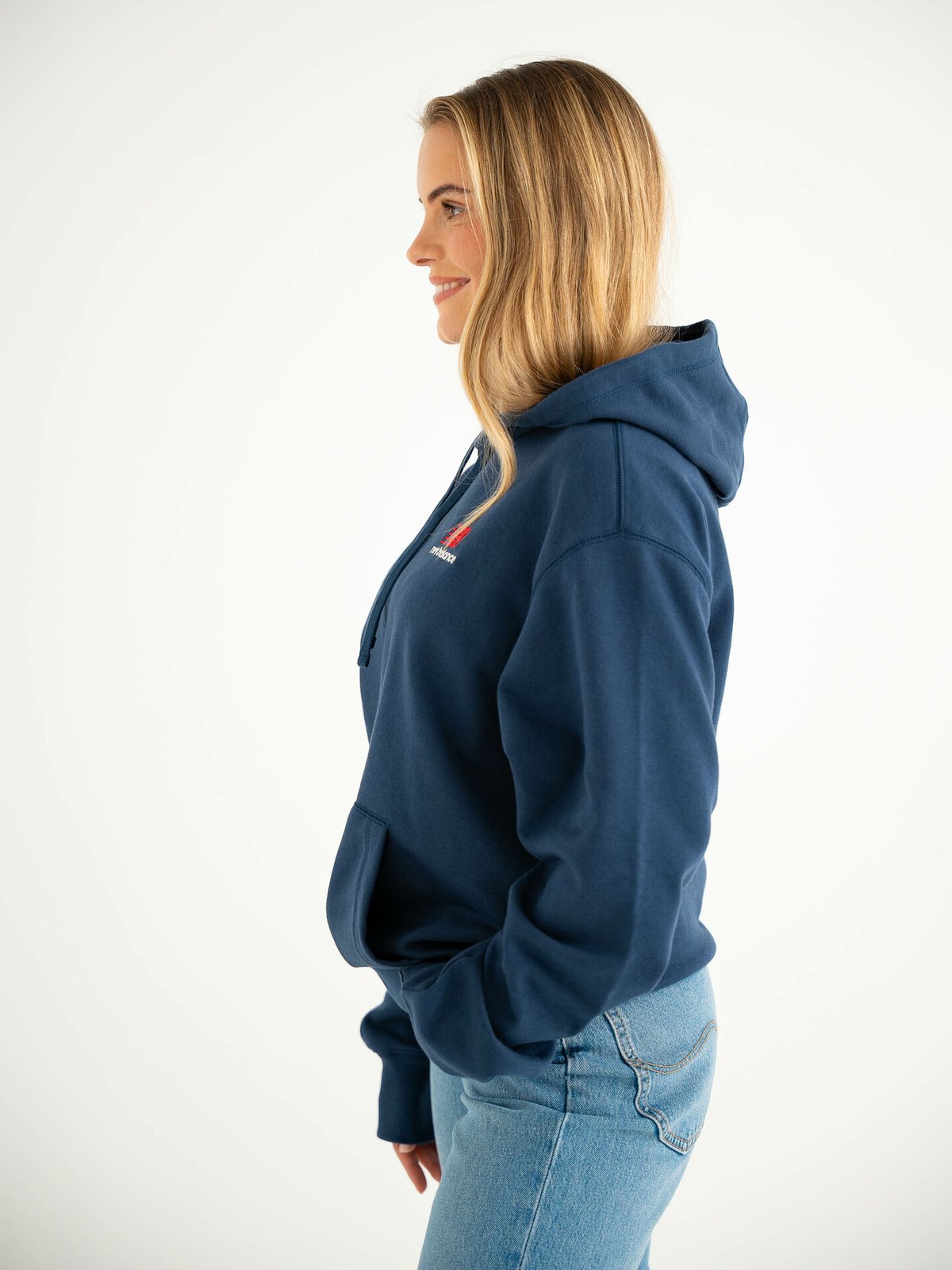 New Balance Uni-ssentials French Terry Hoodie Blå