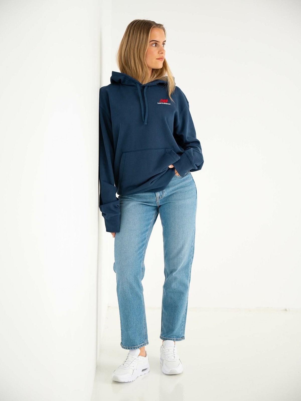 New Balance Uni-ssentials French Terry Hoodie Blå