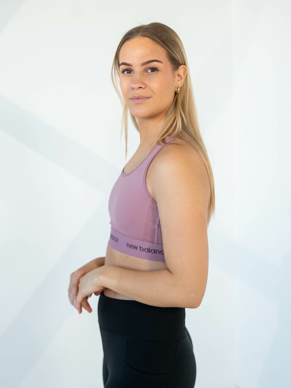 New Balance Sleek Medium support Bra Rosewood