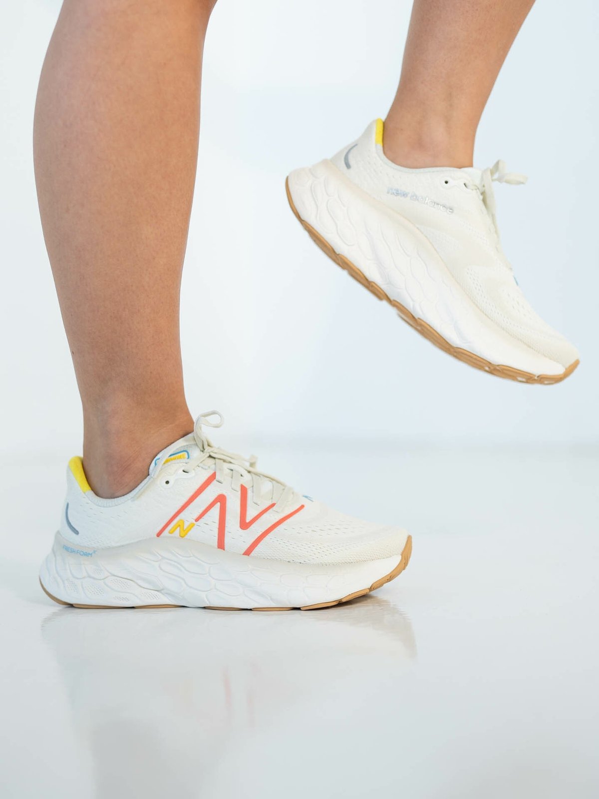 New Balance Fresh Foam More Sea salt with gulf red and lemon zest