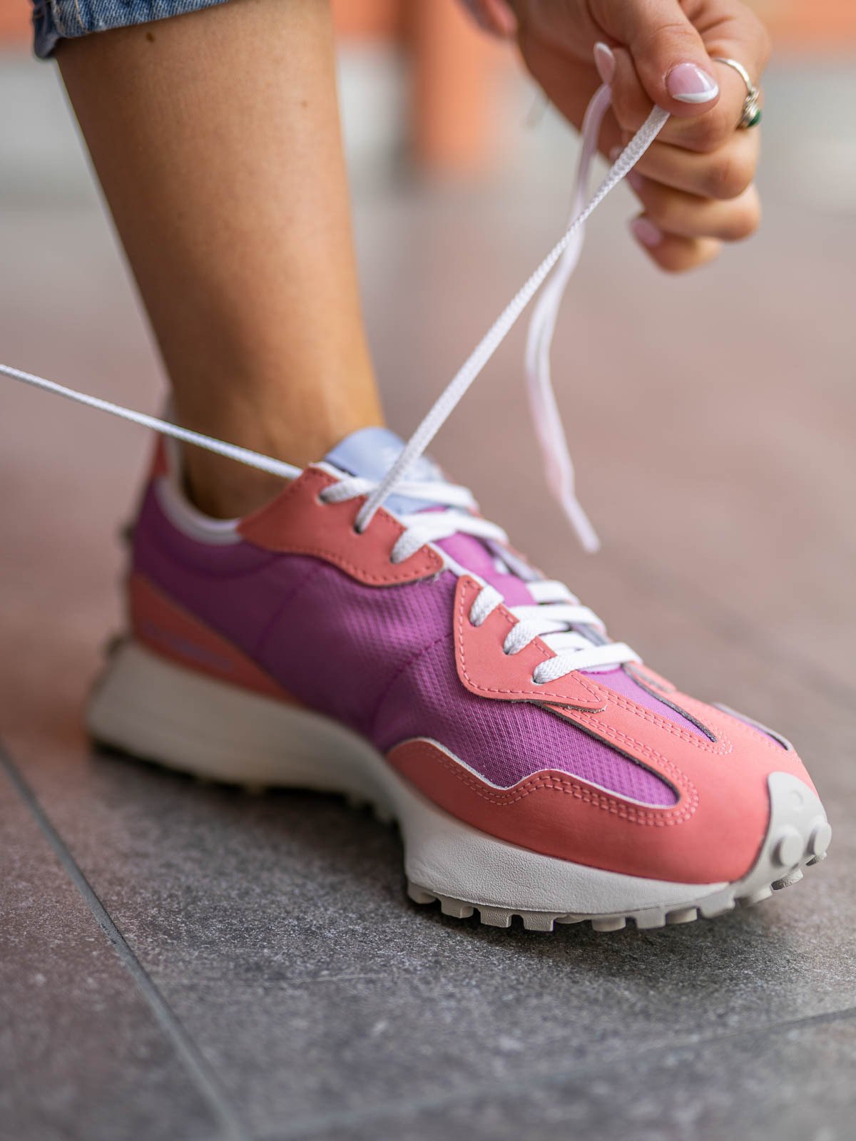 New Balance WS327 Vintage Rose with Vibrant Orange