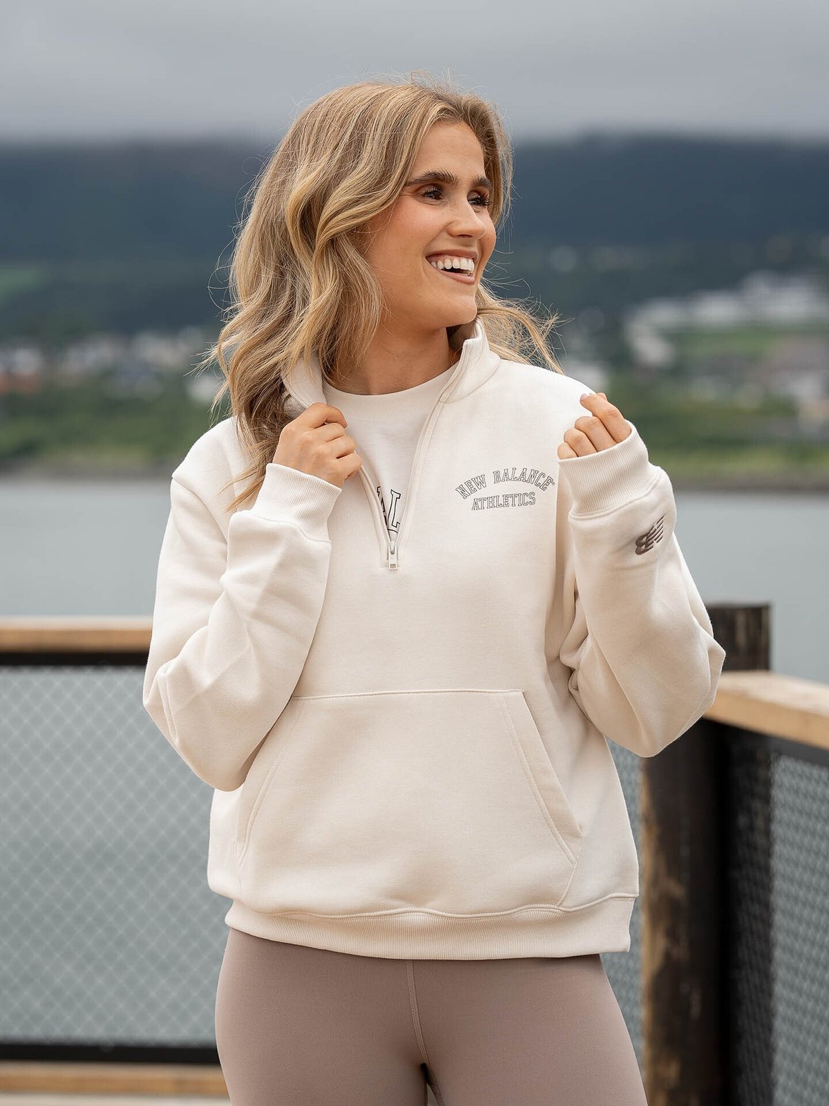 New Balance Graphic Quarter Zip Linen