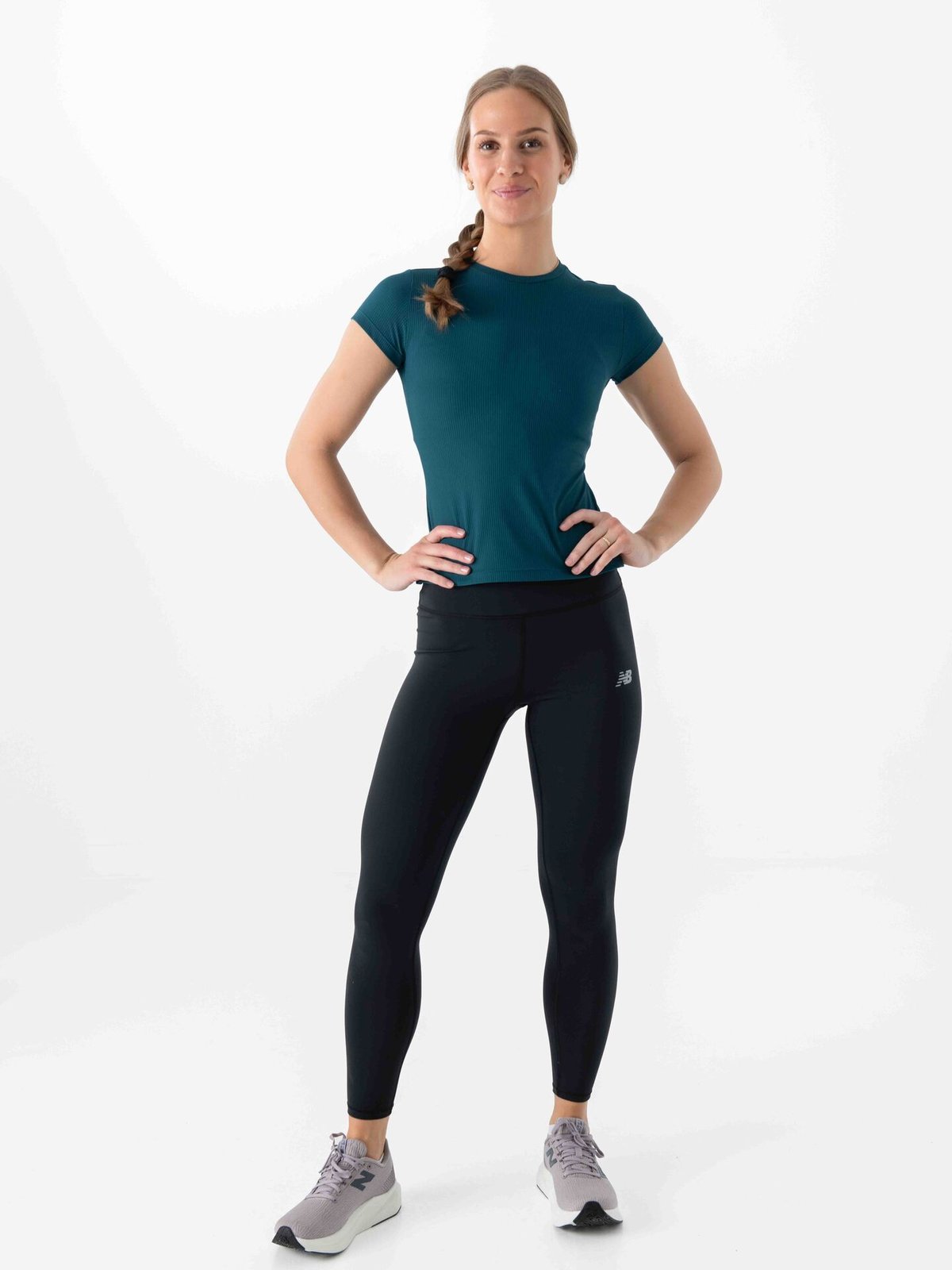 New Balance Ribbed Fitted T-Shirt Medusa Green