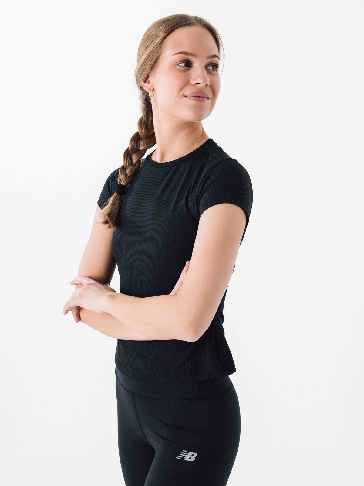 New Balance Ribbed Fitted T-Shirt Black