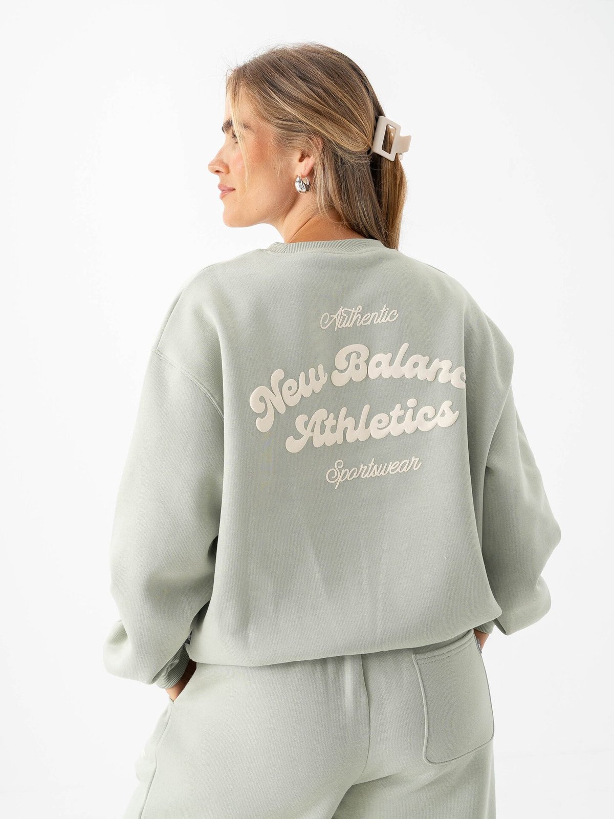 New Balance Linear Heritage Fleece Crew Grønn