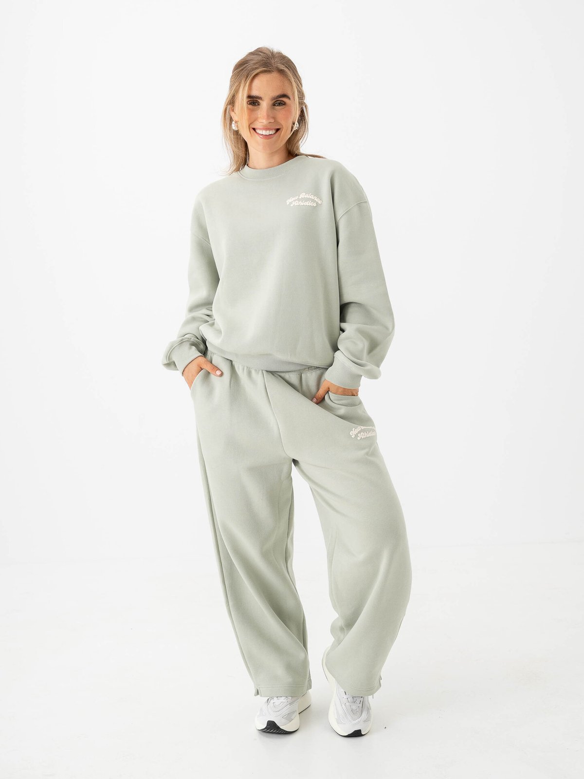 New Balance Linear Heritage Fleece Crew Grønn