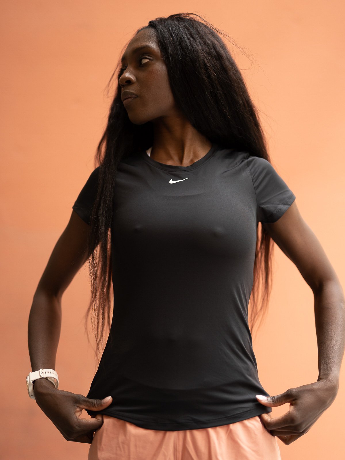 Nike One Short Sleeve Slim Top Black / White