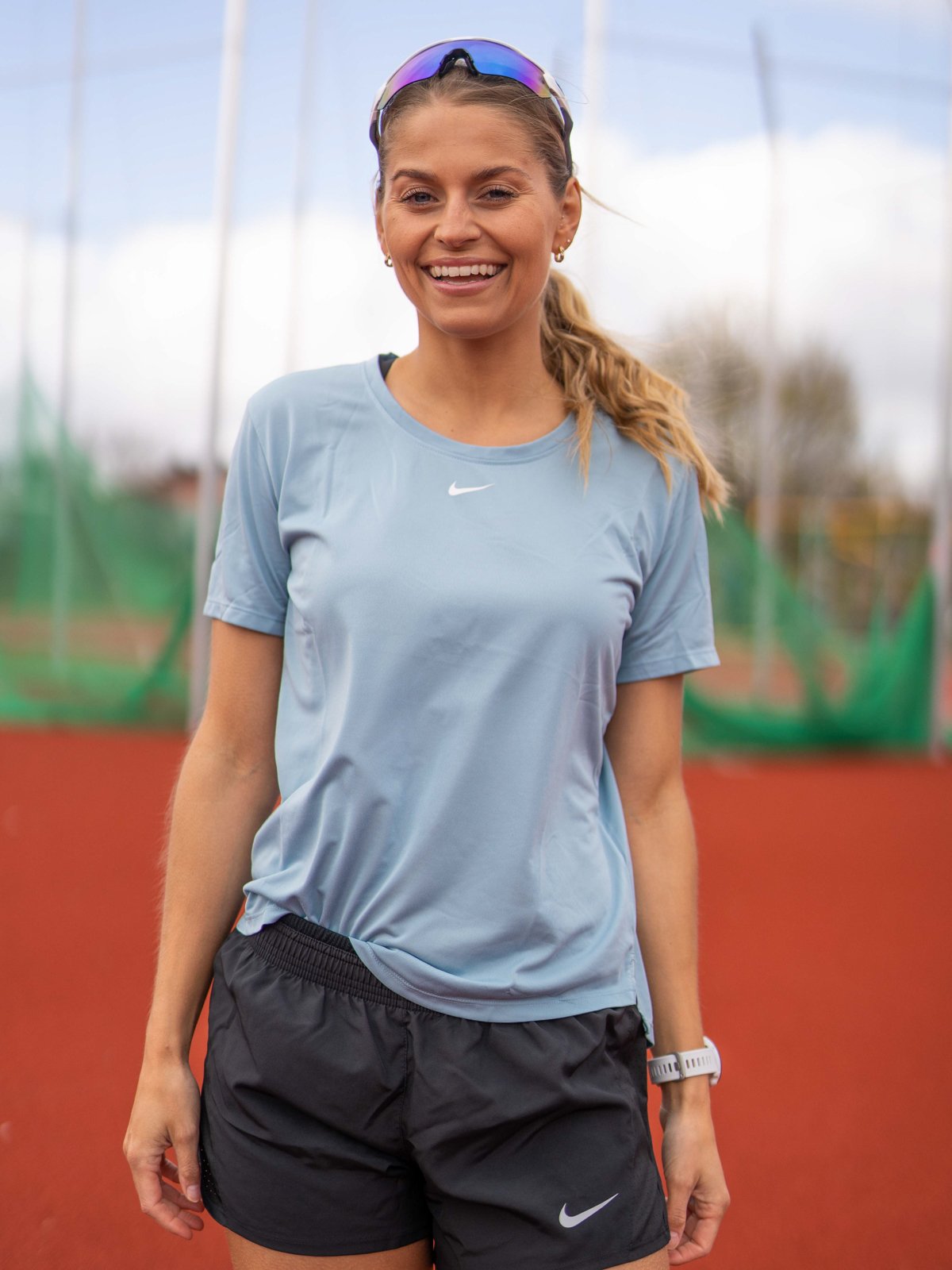 Nike One Short Sleeve Standard Top Worn Blue/Hvit