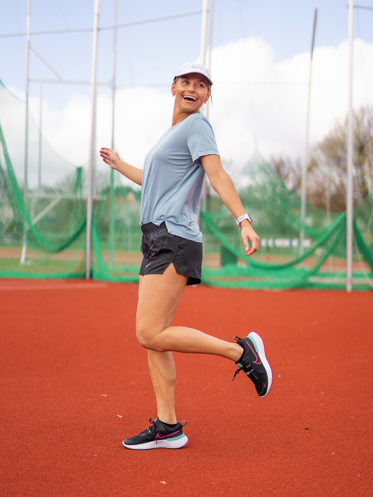 Nike One Short Sleeve Standard Top Worn Blue/Hvit