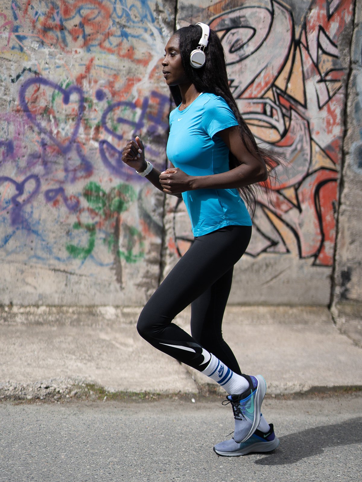 Nike Swoosh Run 7/8 Tight Black / White