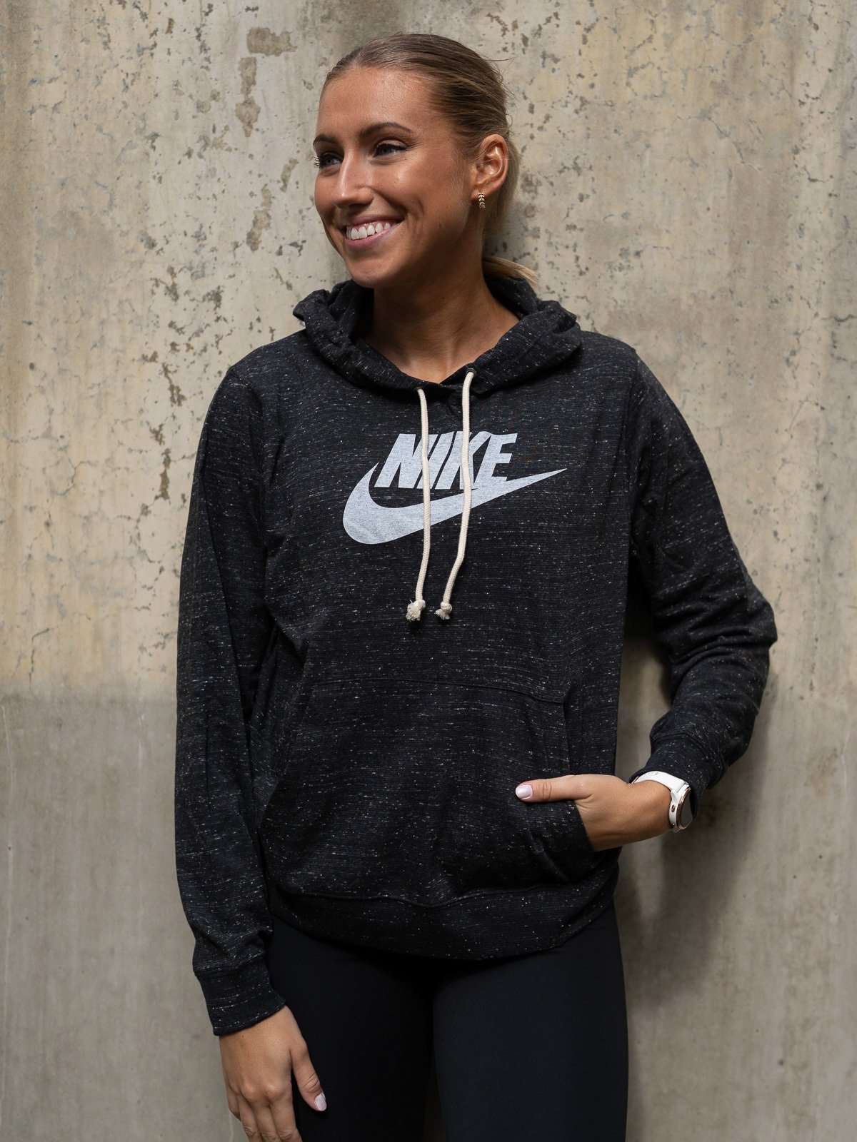 Nike Gym Vintage Po Hoodie Svart/Hvit