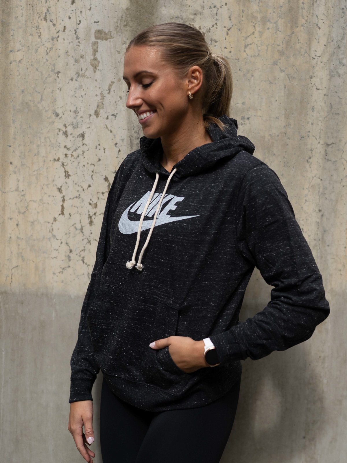 Nike Gym Vintage Po Hoodie Svart/Hvit