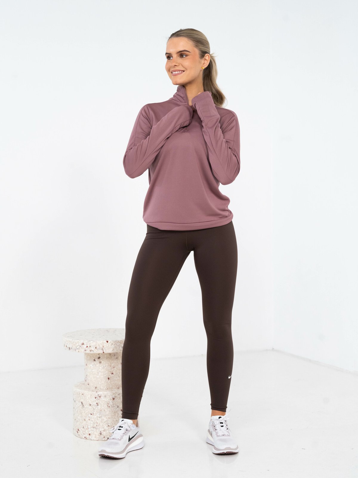 Nike One Dri-Fit High-Rise Tight Baroque Brown / White