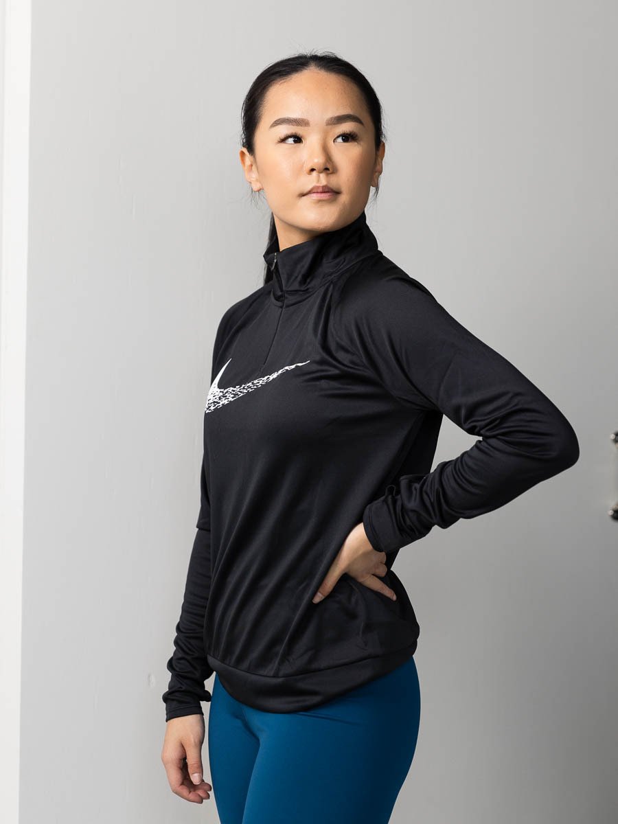 Nike Dri-Fit Swoosh Run Halfzip Svart/Hvit