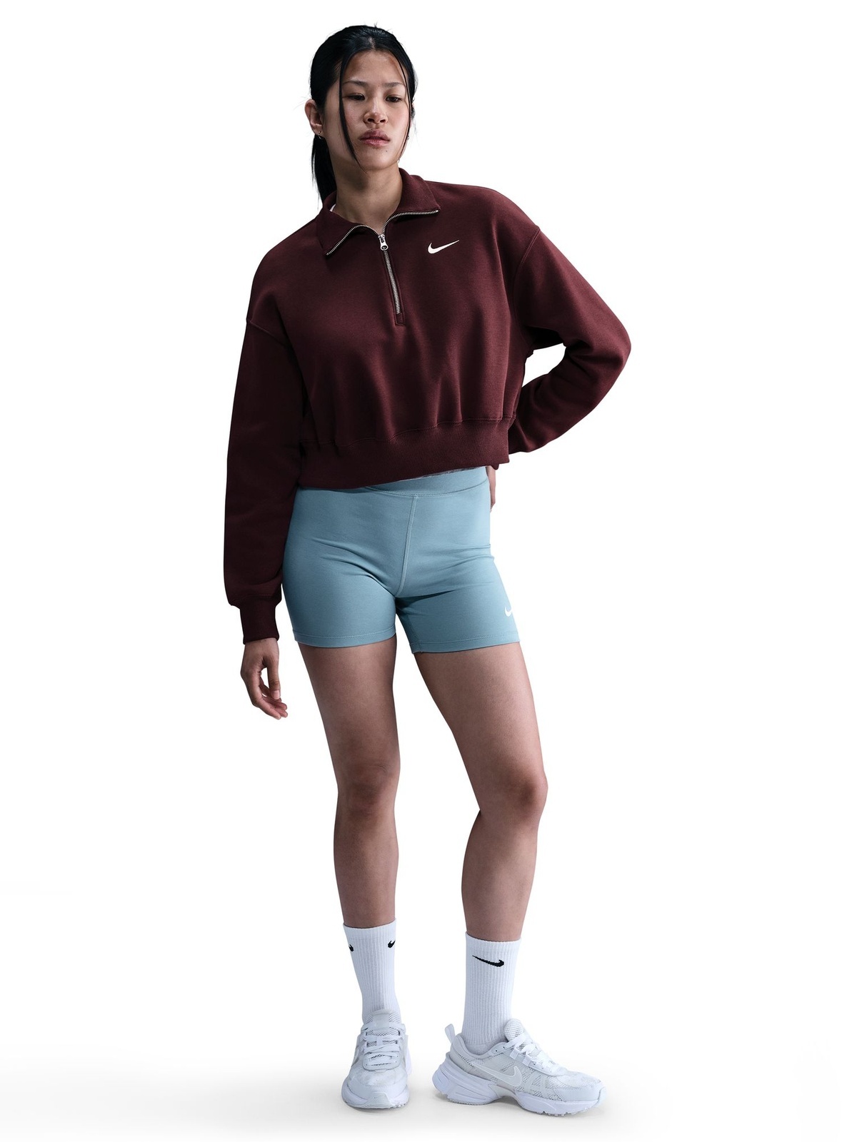 Nike Phoenix Fleece 1/4-Zip Cropped Sweatshirt Burgunder