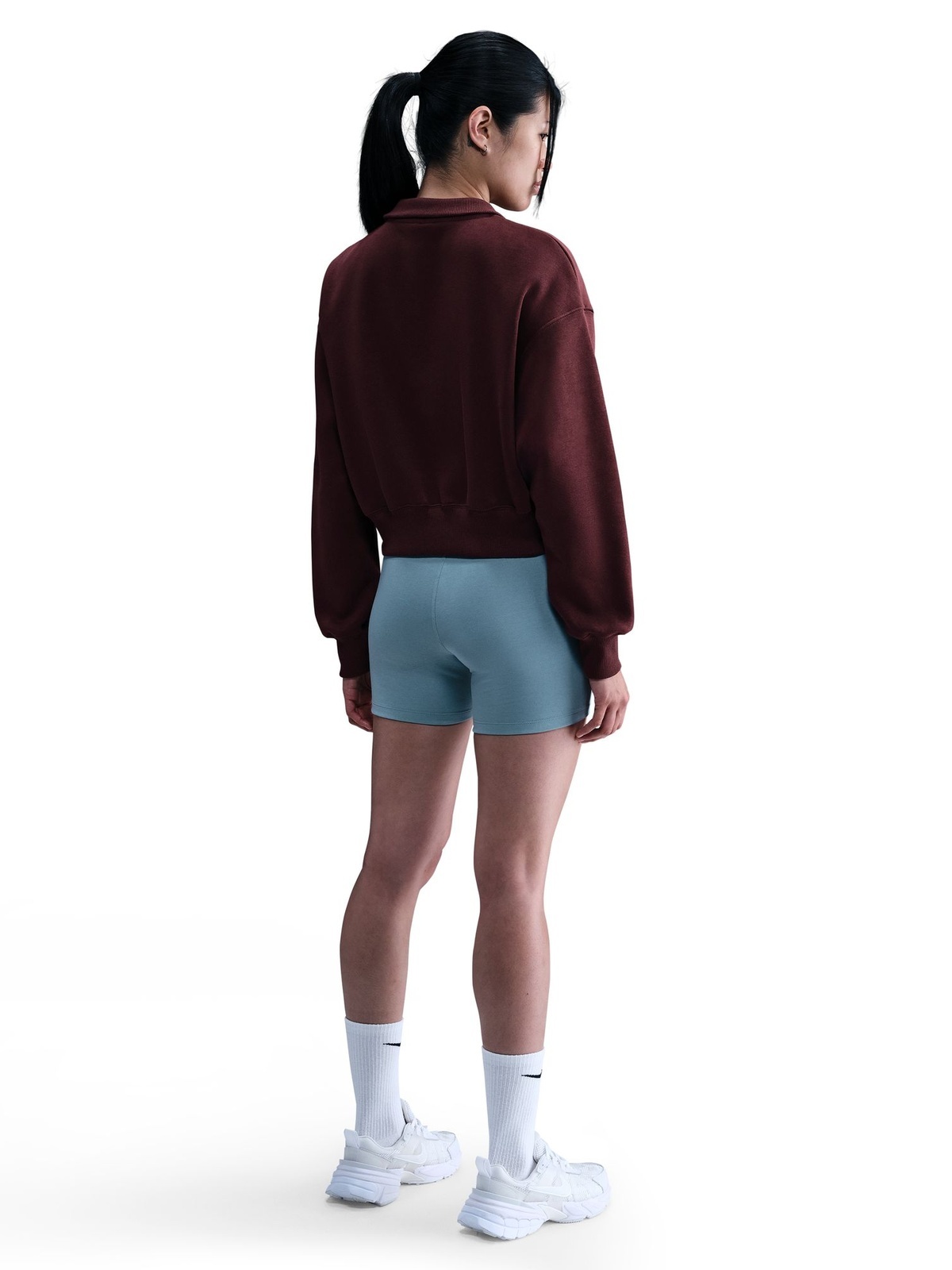 Nike Phoenix Fleece 1/4-Zip Cropped Sweatshirt Burgunder