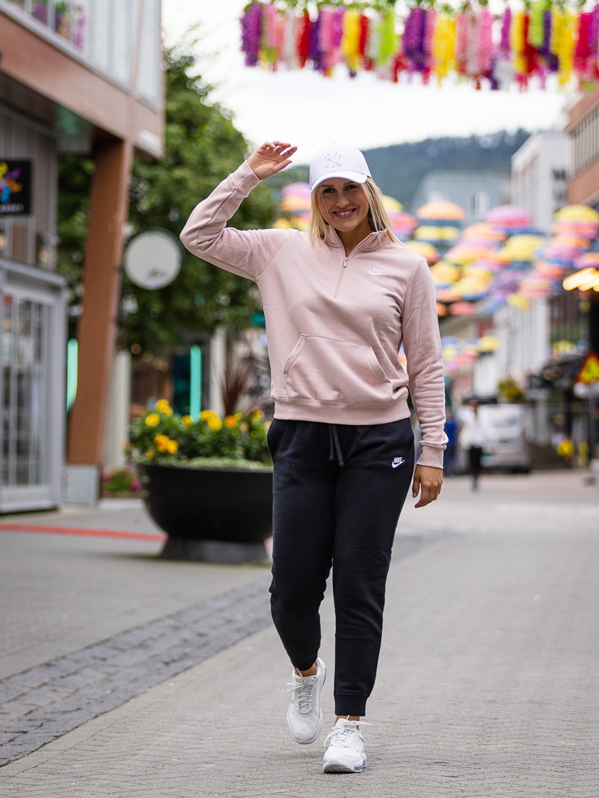 Nike Club Fleece Qz Sweater Pink Oxford/Hvit