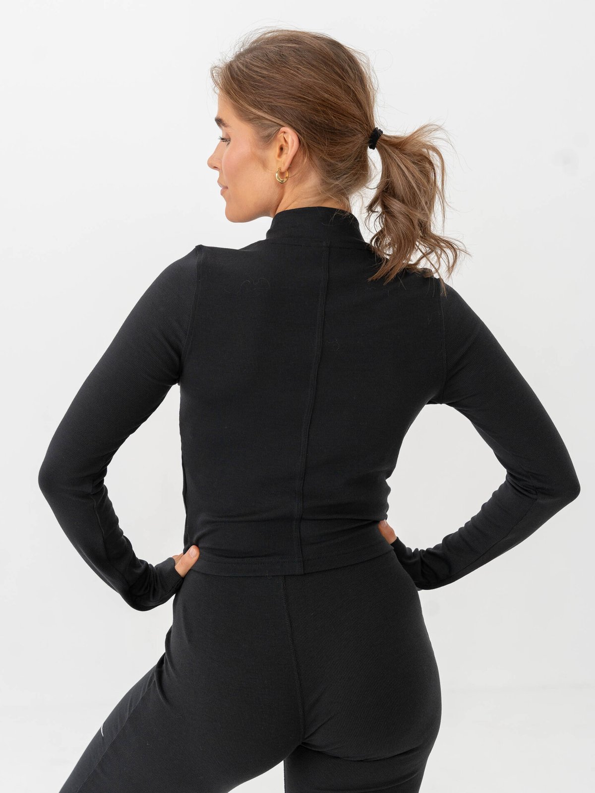 Nike Sportswear Essential Rib Mock Long Sleeve Top Black