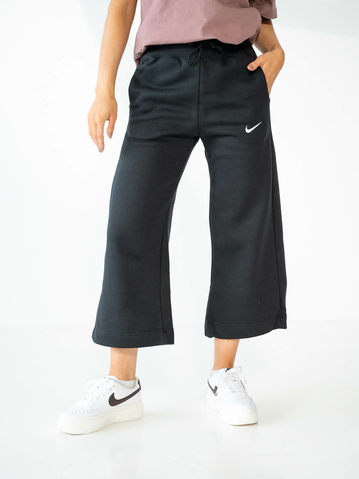 Nike Pheonix Fleece High-Rise Crop Pant Svart/Sail