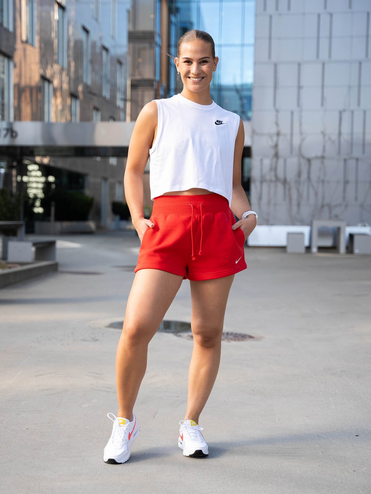 Nike Pheonix Fleece High-Rise Shorts University Red